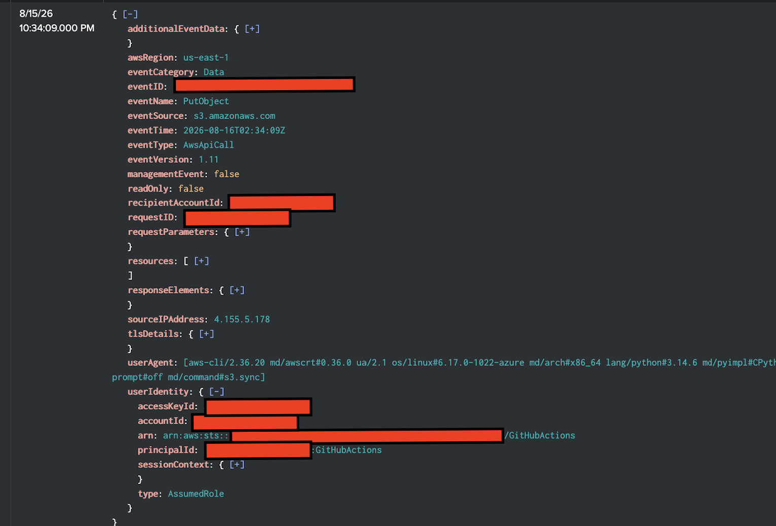 Verbose output of PutObject being called to upload into S3
